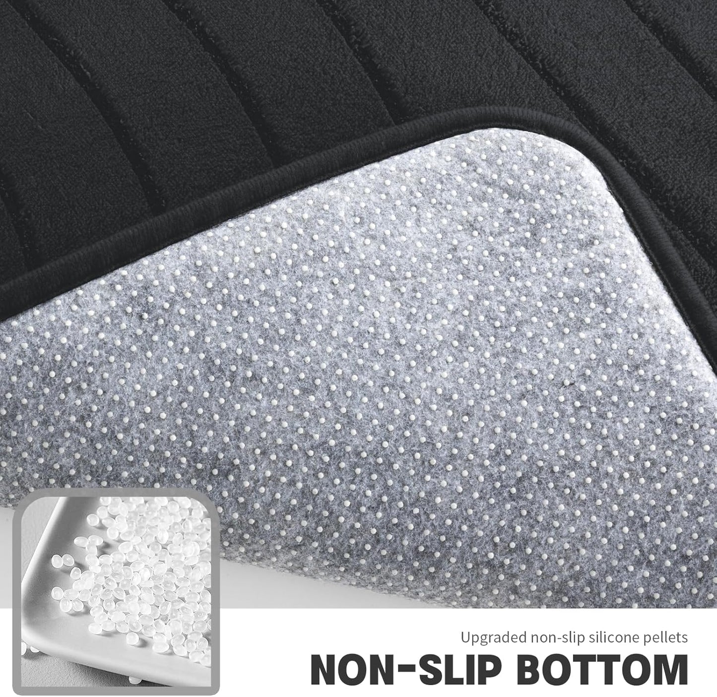 Dluxe Ave. YIHOUSE Bathroom Rug Set 5 Pieces Soft Non Slip Memory Foam Bath Mat Set Extra Thick Bath Mats  Dark Grey