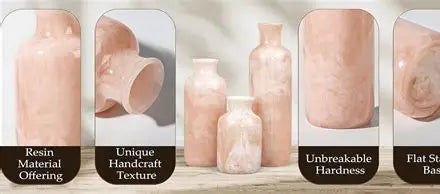 Dluxe Ave. Resin 3 Piece Vase Set (Pink)