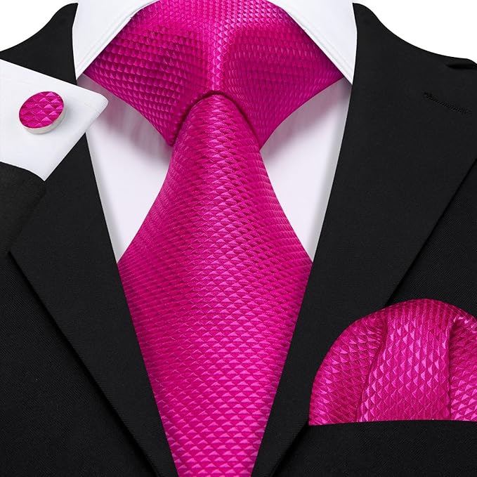 Dluxe Ave. Hot Pink Tie Extra Long for Men with Tie Clip Set