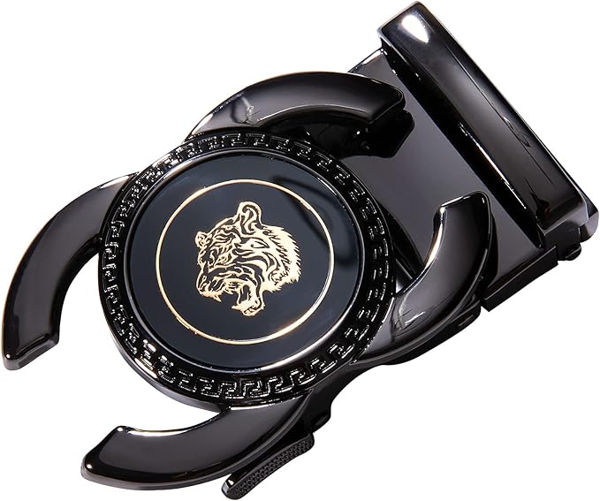 Dluxe Ave. Mens Fashion Belt BuckleGenuine Leather Belt Ratchet Buckle Black Chess