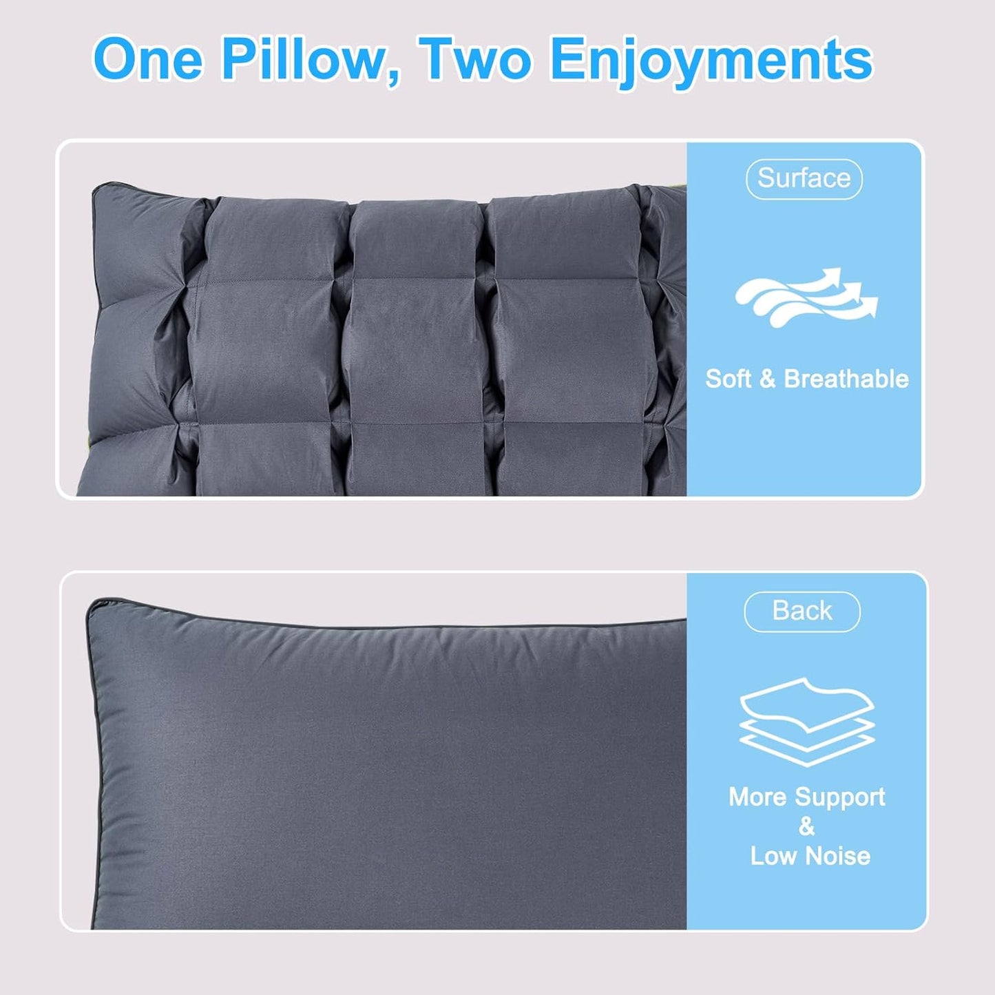 Dluxe Ave. ( STANDARD ) Pillow Down Alternative Pillow { SUPER SOFT } 100% Cotton, Luxury Hotel Quality(Gray)