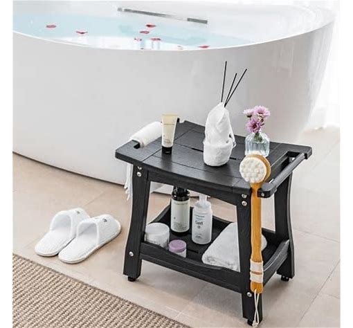 Dluxe Ave. 2-Tier Bathroom Shower Bench/ Small (Black)