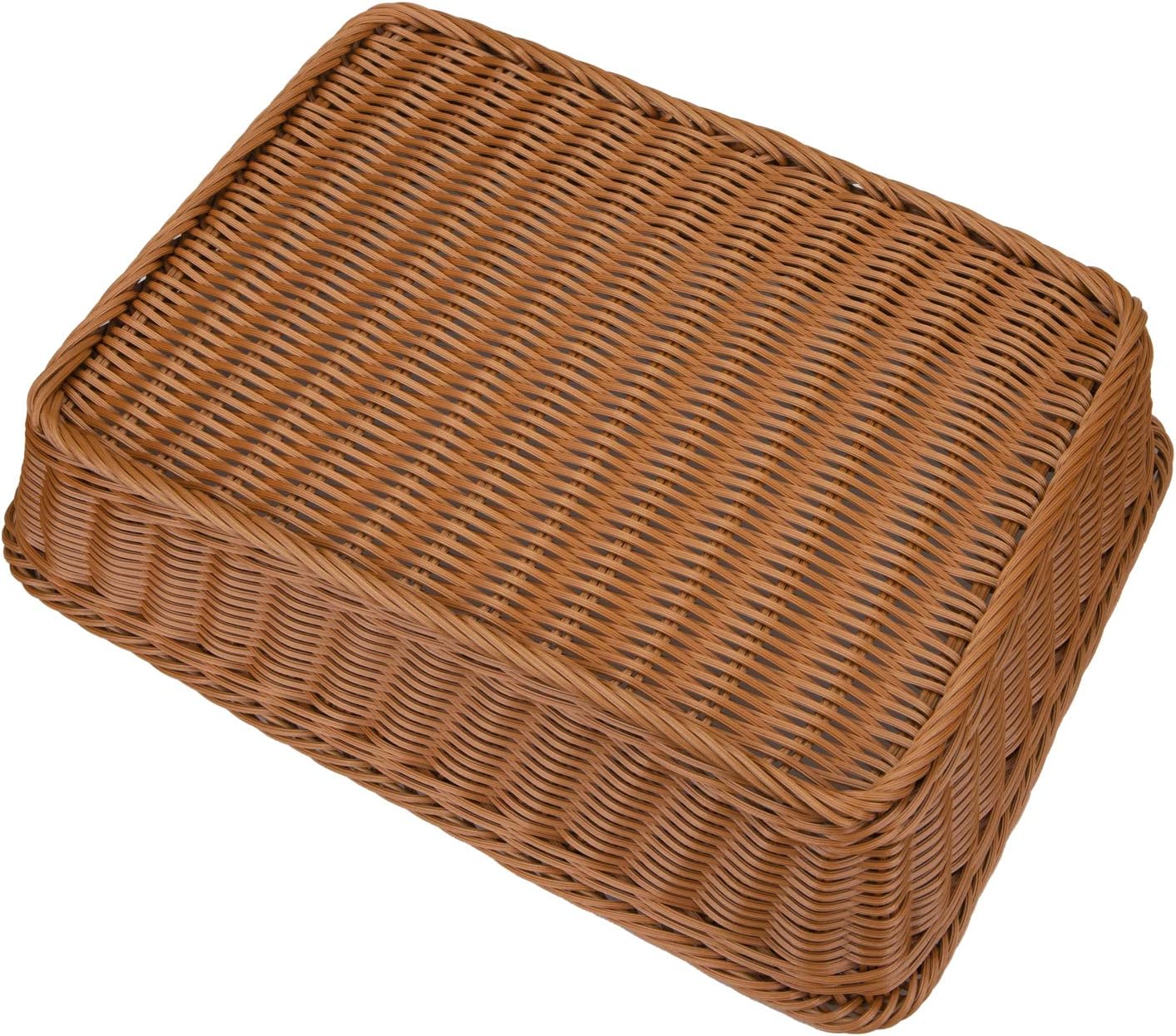 Dluxe Ave. 2 Pack Poly Wicker Woven Bread Basket 16 Inch Rectangular Fruit Baskets Brown