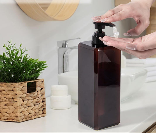 Dluxe Ave.  Empty Plastic Pump Bottles/ Refillable/ 10oz 300ml/ 2 Pack  Brown