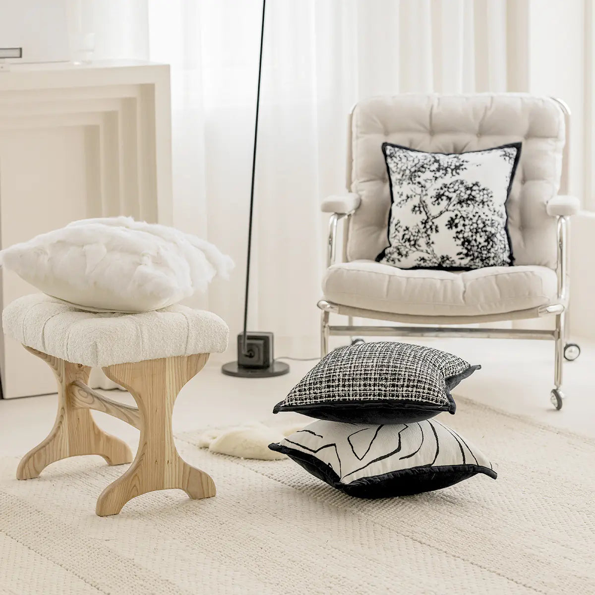 Dluxe Ave. French Classic Black and White Luxury Sofa Pillow Cases