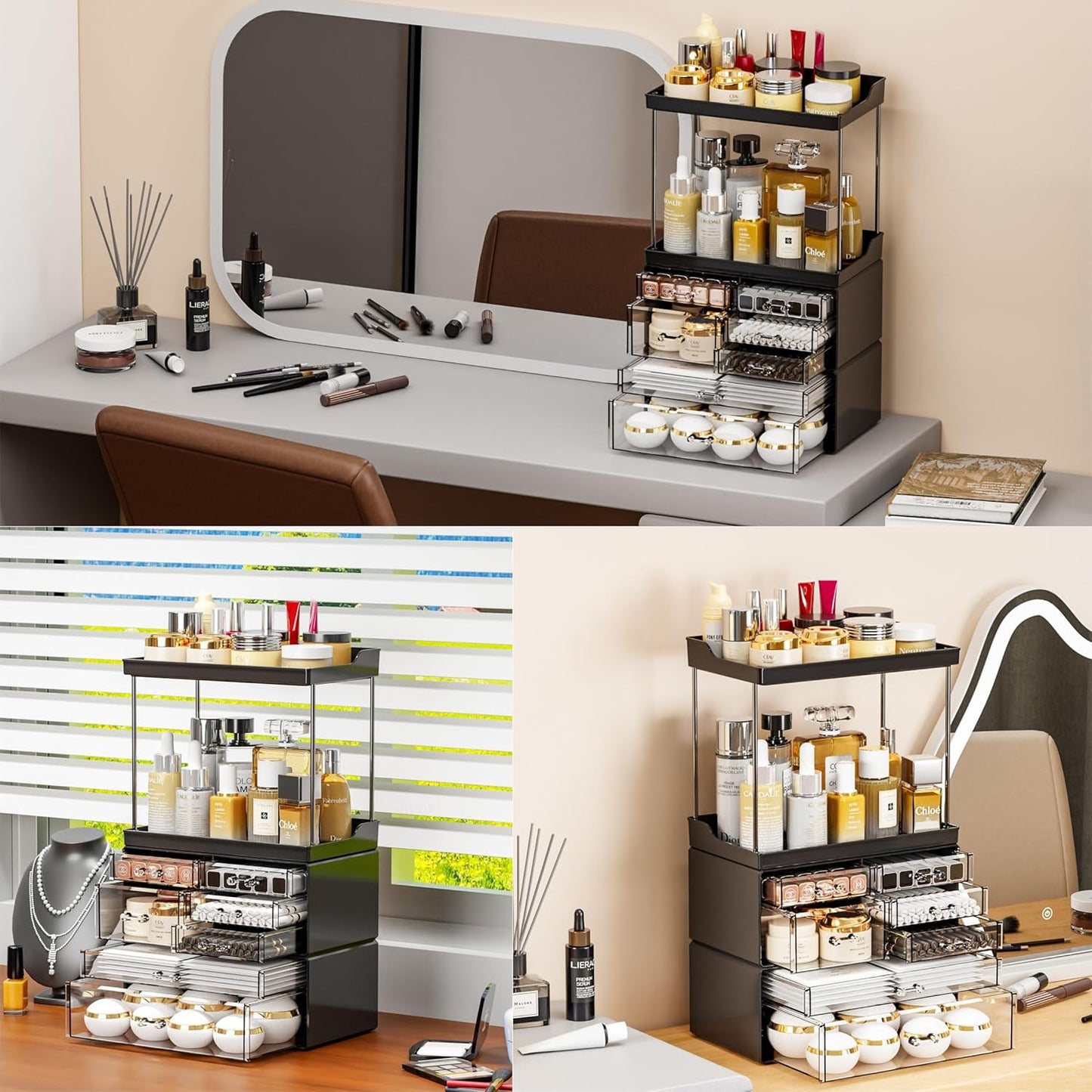 Dluxe Ave. Makeup Organizer With Drawers, Stackable Design, 19.1"