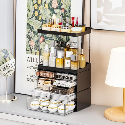Dluxe Ave. Makeup Organizer With Drawers, Stackable Design, 19.1"