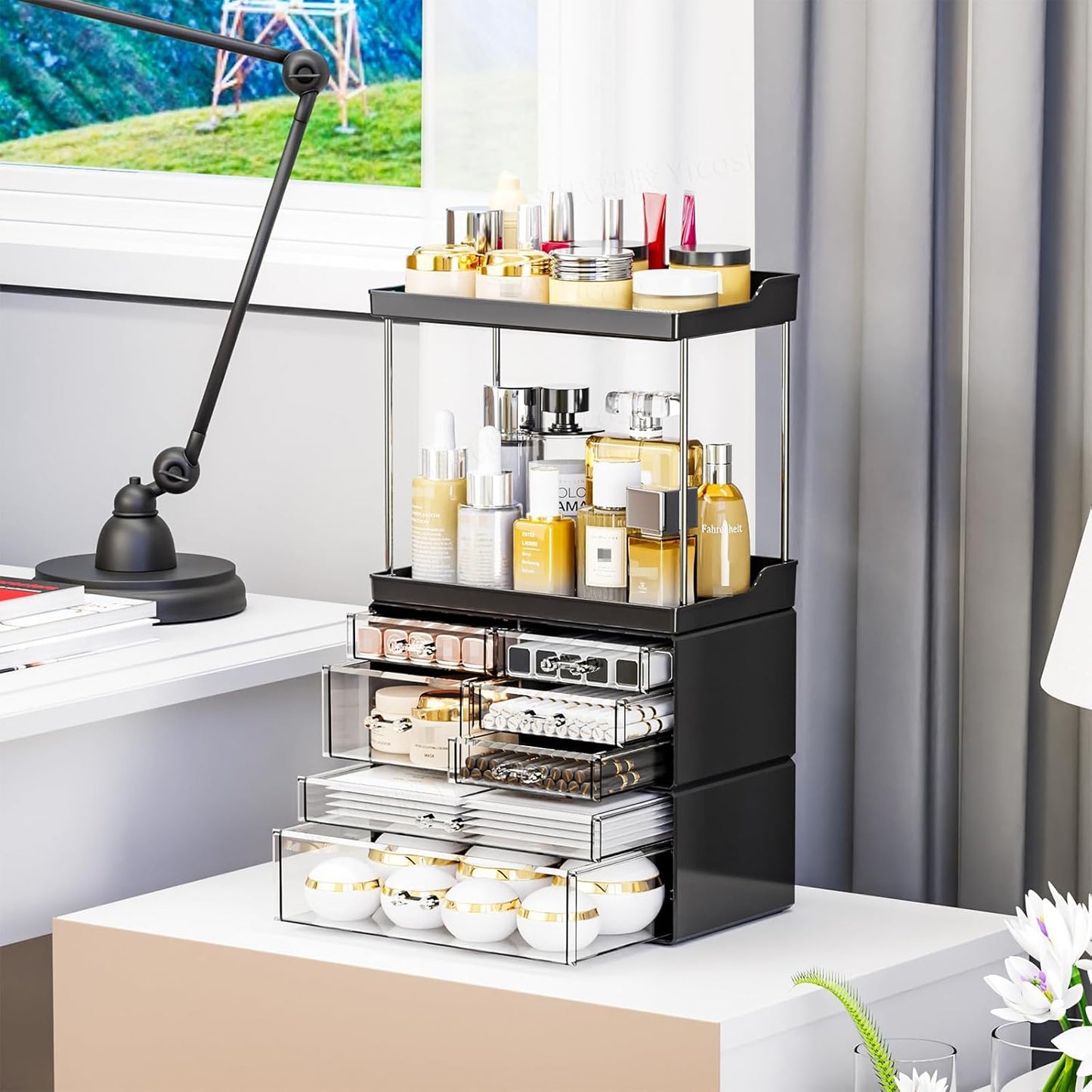 Dluxe Ave. Makeup Organizer With Drawers, Stackable Design, 19.1"