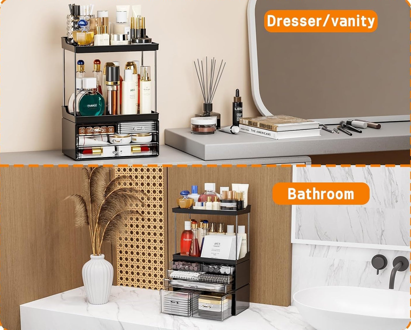 Dluxe Ave. Makeup Organizer With Drawers, Stackable Design, 19.1"