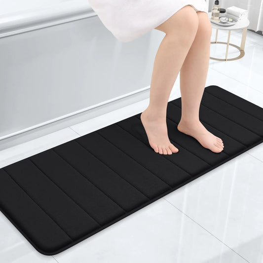 Dluxe Ave. Memory Foam Bath Mat/ Ultra Soft and Absorbent/ Non-Slip/ Machine Wash 47x17 (Black)
