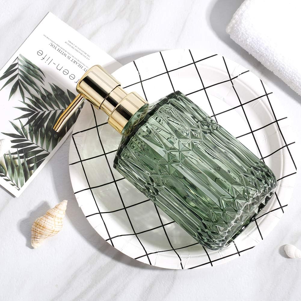 Dluxe Ave. YunNasi Soap Dispenser with Pump Refillable Liquid Hand Soap Dish Soap Dispensers for Bathroom Counter Kitchen Sink (Green)