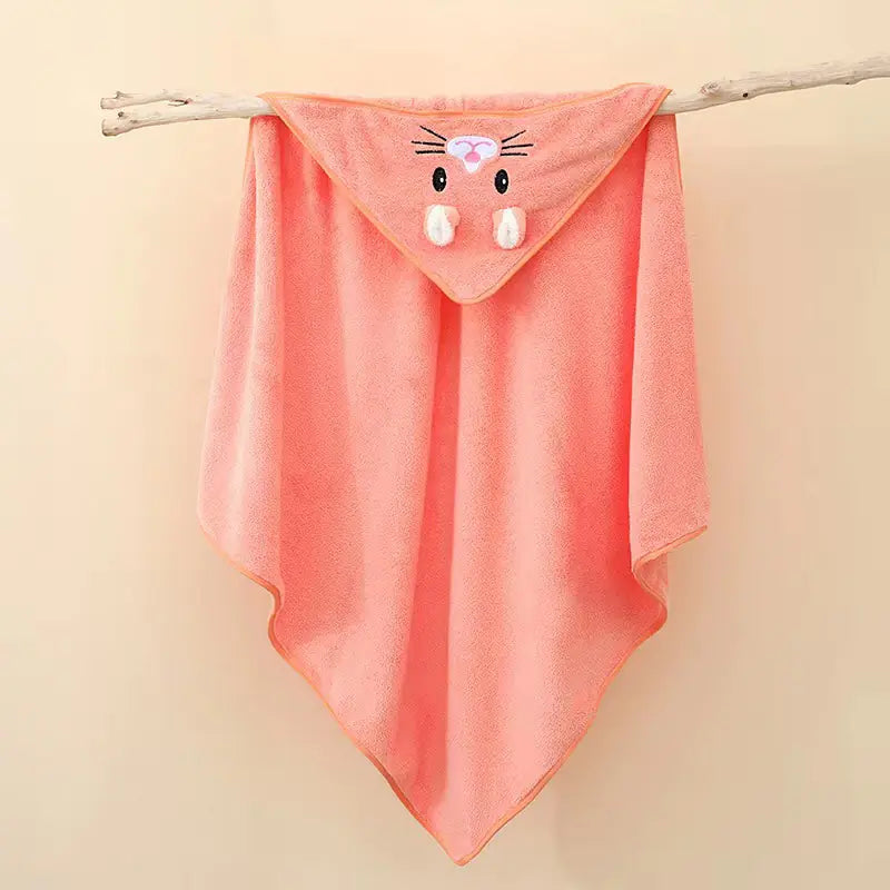 Dluxe Ave. Soft Coral Fleece Hooded Towel for Babies and Kids