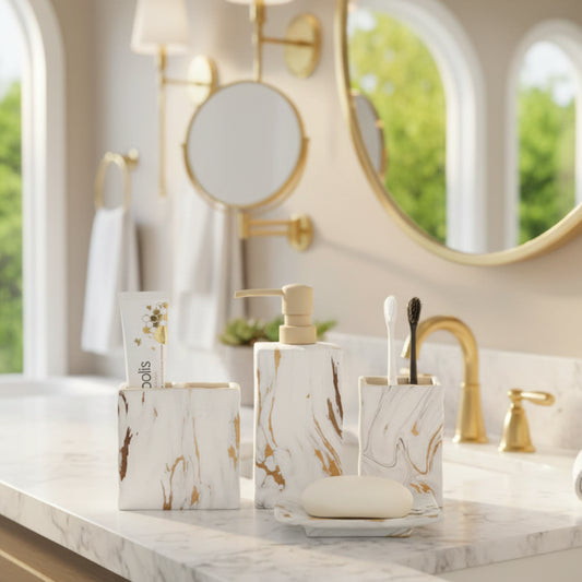 Dluxe Ave. 4 Pcs Marble Look Sets/ Gold
