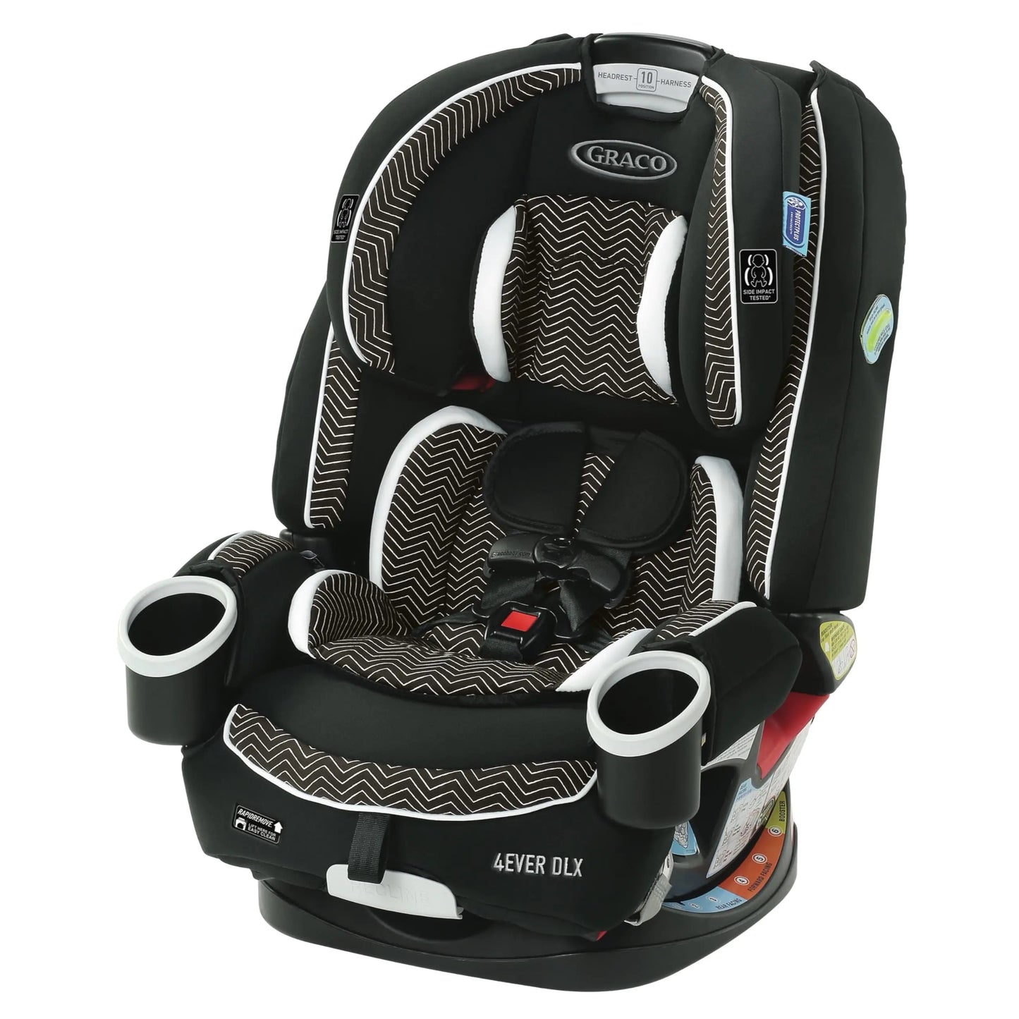 Dluxe Ave. Graco 4Ever DLX 4-in-1 10 Years Use Infant to Toddler Car Seat Zagg Includes Rear Facing Forward Facing Highback Booster & Backless Booster Seat options