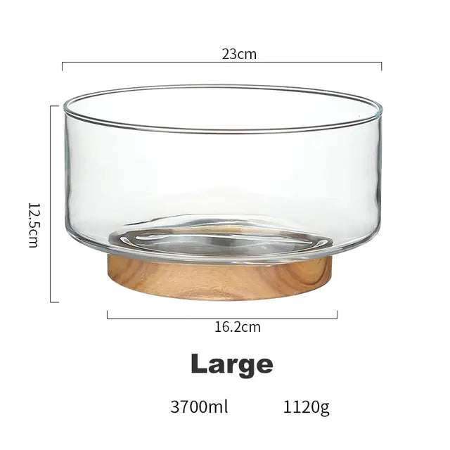 Dluxe Ave. Glass Fruit Bowl with Wooden Base