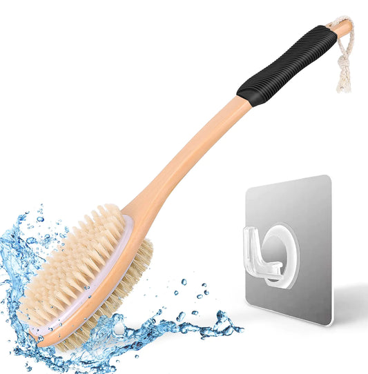 Dluxe Ave. Shower/ Double-Sided Back Scrubber with  Long Handle (Black)