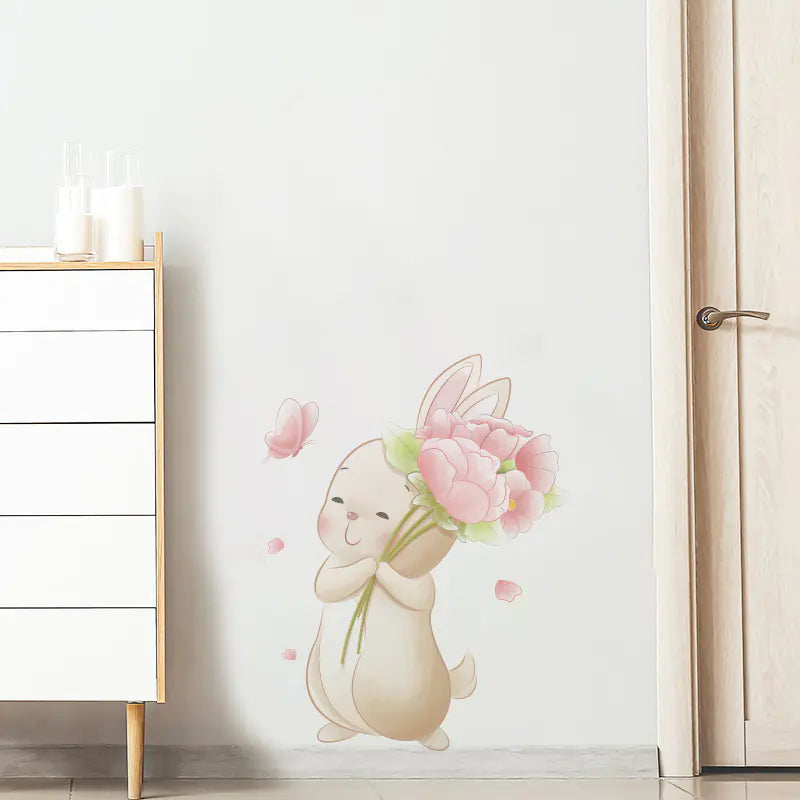 Dluxe Ave. Cartoon Rabbit Rose Butterfly Wall Stickers for Kids