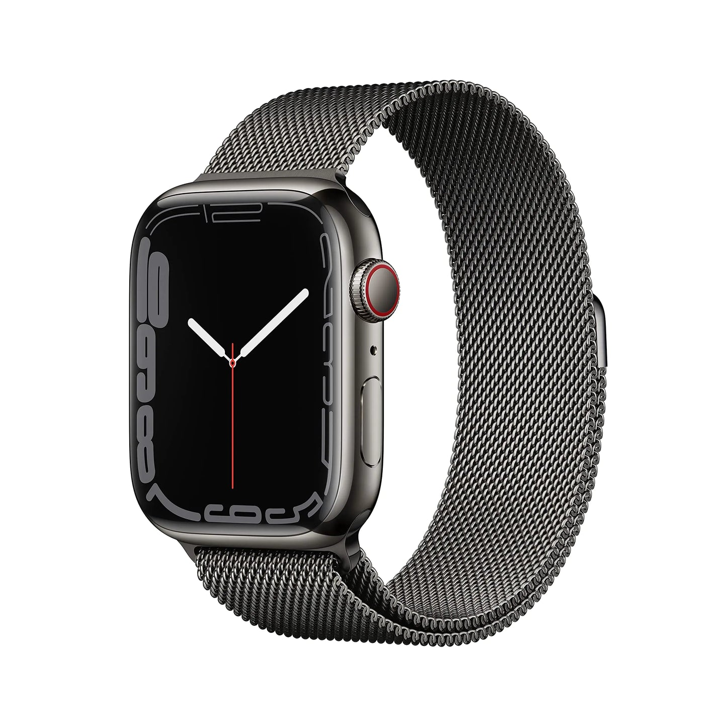 Dluxe Ave. Apple Watch Series 7 GPS + Cellular 45mm Graphite Stainless Steel Case with Graphite Milanese Loop (Renewed)