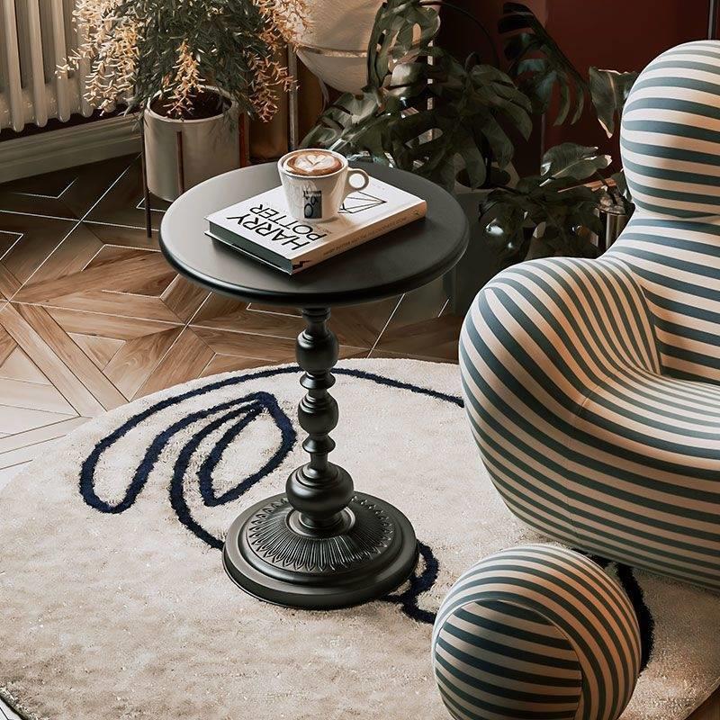 Round Iron Side Table Vintage Style