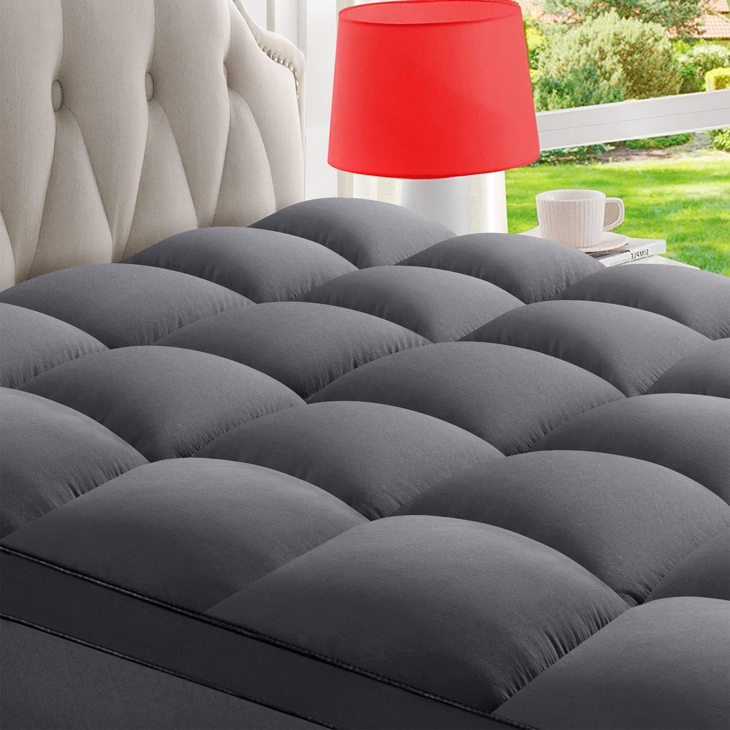 Dluxe Ave. ( FULL ) Mattress Topper Extra Thick Pillow top, Grey