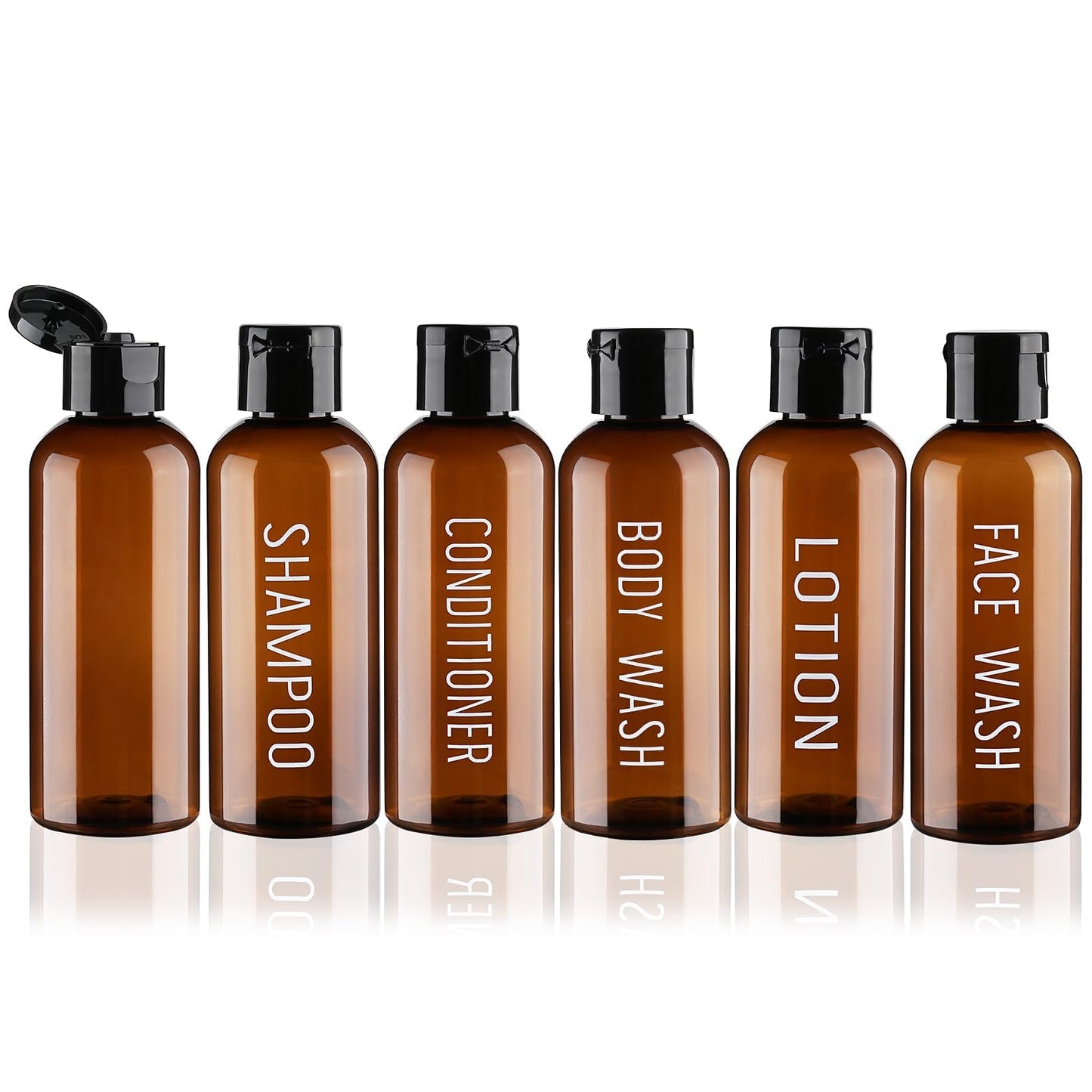 Dluxe Ave.  Travel Bottles for Toiletries/ 6 Pack 3.4oz/  TSA Approved Leak Proof/ Brown