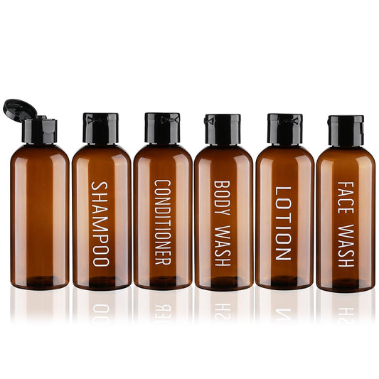 Dluxe Ave.  Travel Bottles for Toiletries/ 6 Pack 3.4oz/  TSA Approved Leak Proof/ Brown