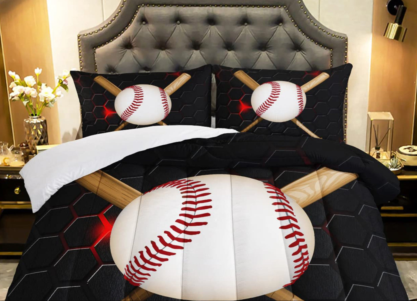 Dluxe Ave. ( FULL )  3Pcs Comforter Bedding Set, Black
