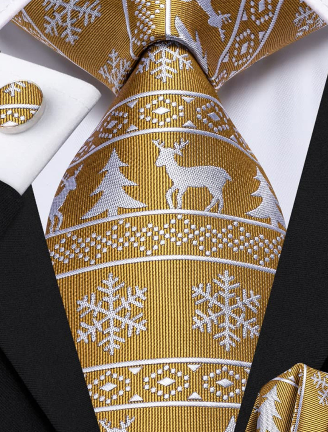 Dluxe Ave. Silk Ties for Men Green Red Black Mens Ties Set Dark Gold