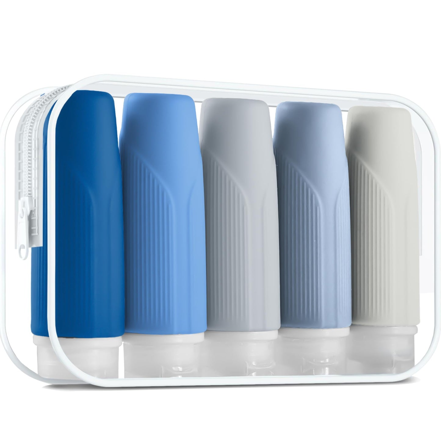 Dluxe Ave. 3 Oz Silicone Travel Bottles for Toiletries/ Set of 5 TSA Approved/ Blue
