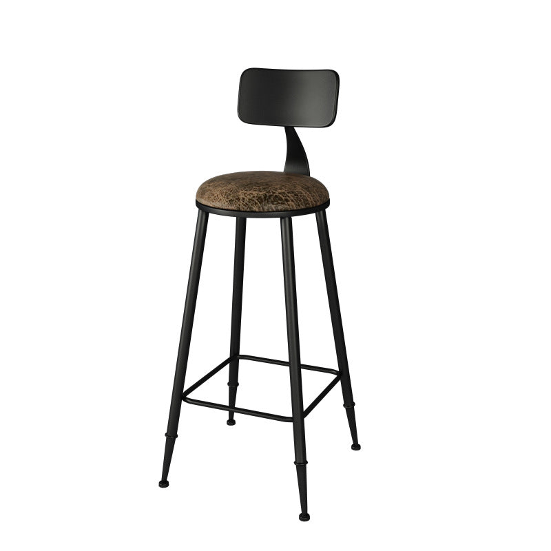 Vintage Iron Bar Chair with Solid Wood Seat