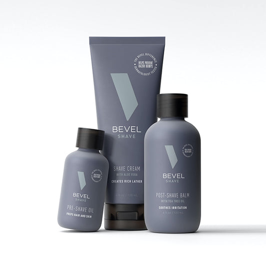 Dluxe Ave. Bevel Shaving Kit for Men - Includes Pre Shave Oil Shaving Cream and After Shave Balm Helps Reduce Skin Irritation and Prevent Razor Bumps