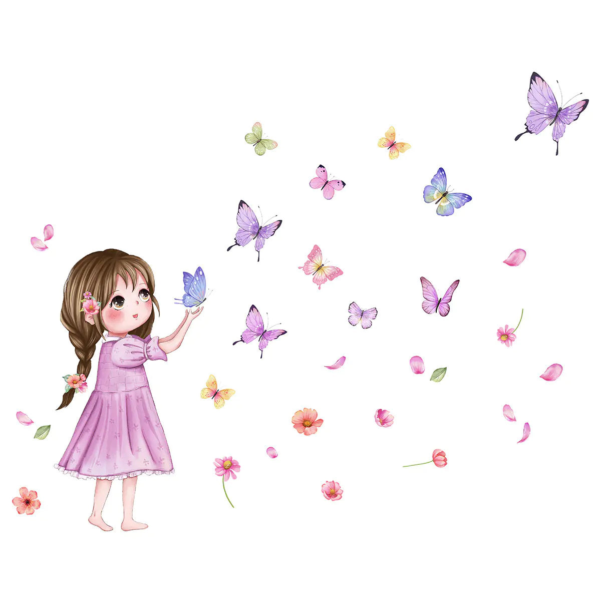 Dluxe Ave. Girls Butterfly Wall Stickers for Kids' Bedroom Decor