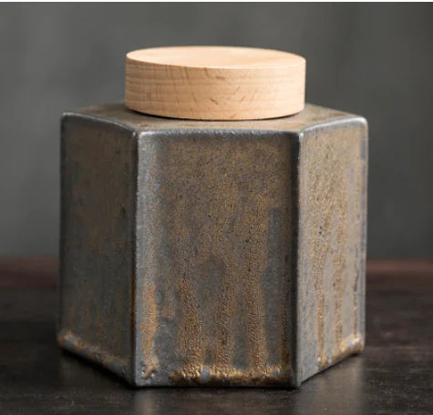 Dluxe Ave. Vintage Wooden Pu-erh Tea Canister with Lid