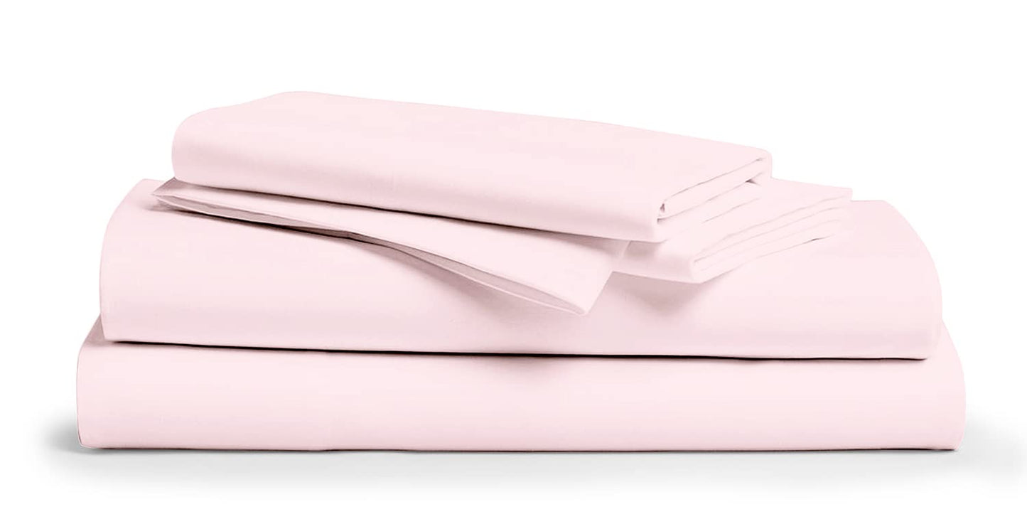 Dluxe Ave. ( CALI./ KING ) 4 Pcs Linen Sheets, 500 Thread Count, 100% Cotton, Extra Soft, Deep Pocket, Blush