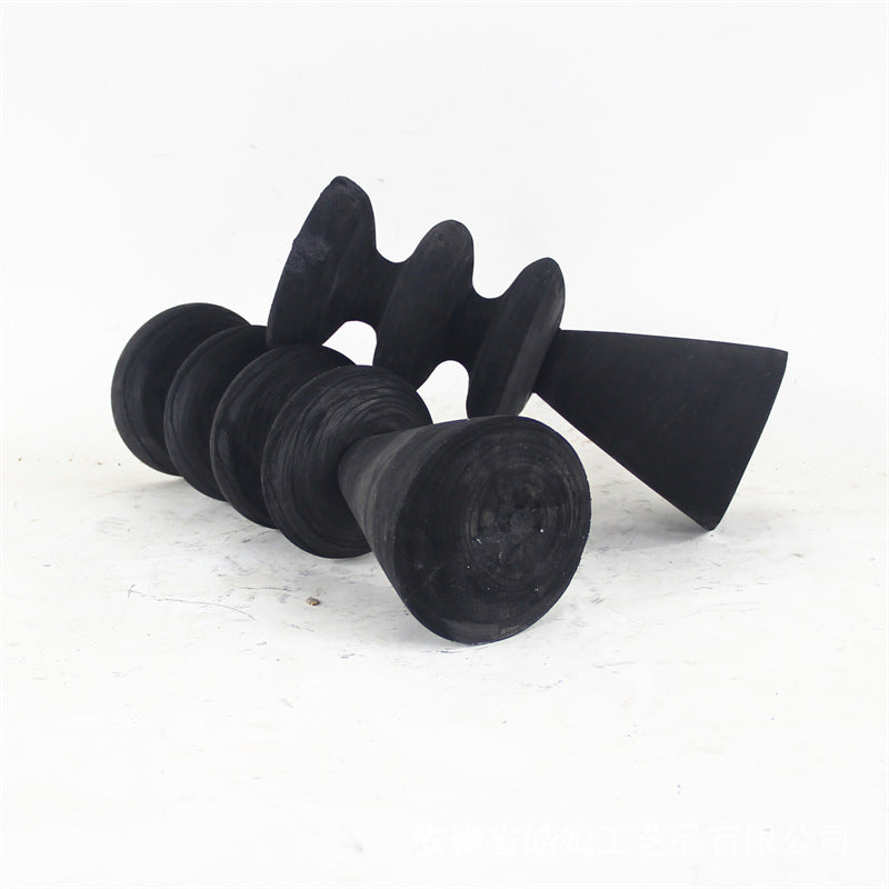 Handmade Carbonized Wood Candlestick Desktop Decor