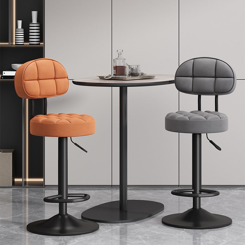 Adjustable Height Swivel Bar Stool with Backrest