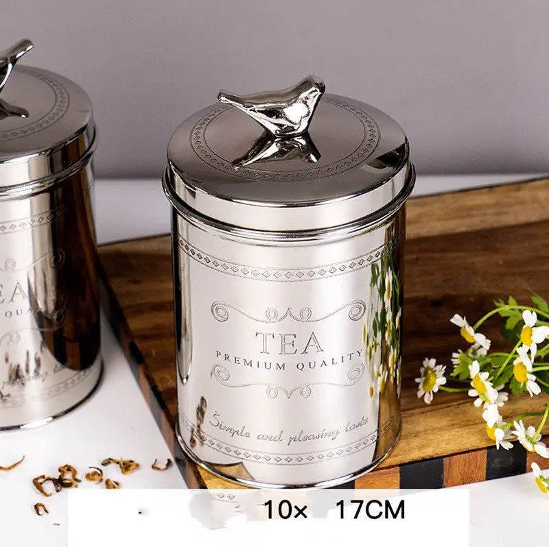 Dluxe Ave. Metal Glass Storage Jar for Coffee and Tea Decor