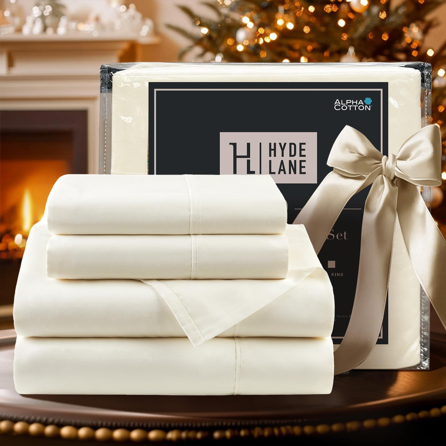 Dluxe Ave. ( QUEEN ) 4 Pcs 900 Thread Count Cotton Rich Sheet Set, Soft Durable Alpha Cotton, Deep Pocket 16 Inches, Ivory