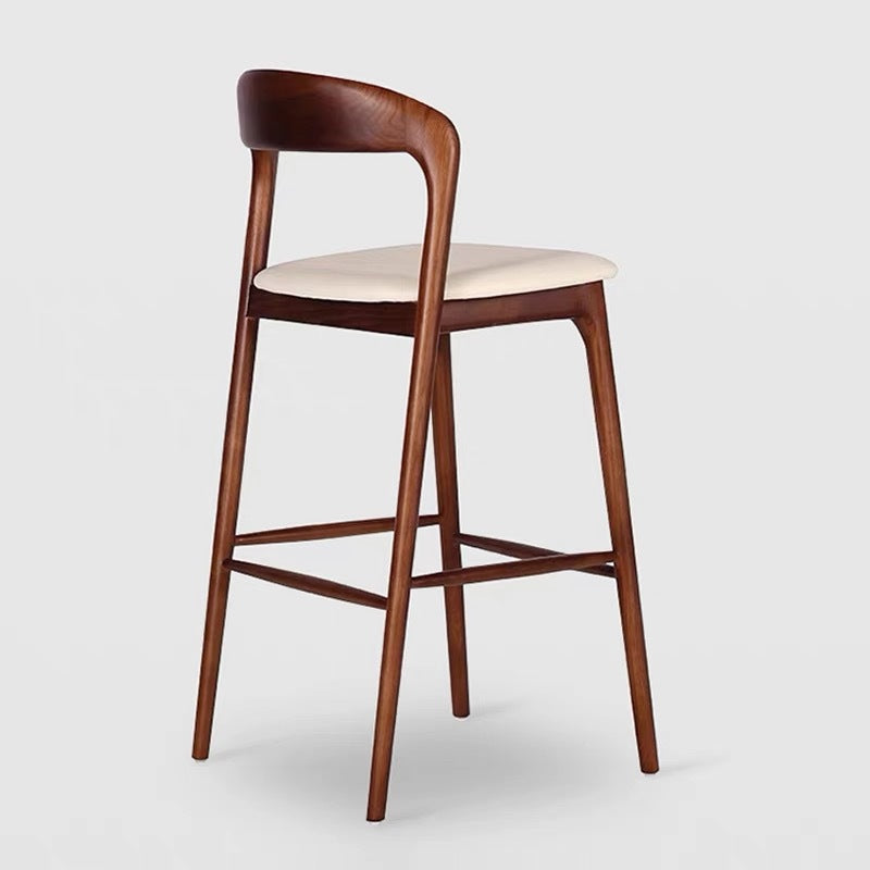 Modern Solid Wood Bar Stool with Backrest