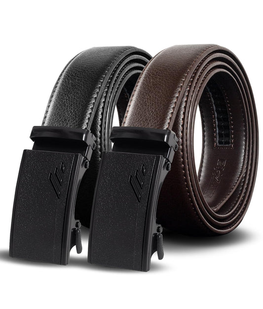 Dluxe Ave.  Mens Leather Slide Belts/  2 Packs/ Adjustable