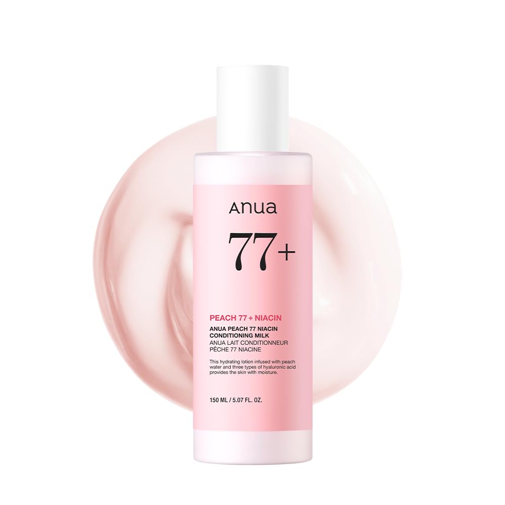 Dluxe Ave. ANUA Peach Niacin Conditioning Lotion Face Moisturizer with Vitamin B12 Ceramide Panthenol Hyaluronic Acid Lightweight Korean Skin Care for Glass Skin (150ml 5.07 fl.oz.)