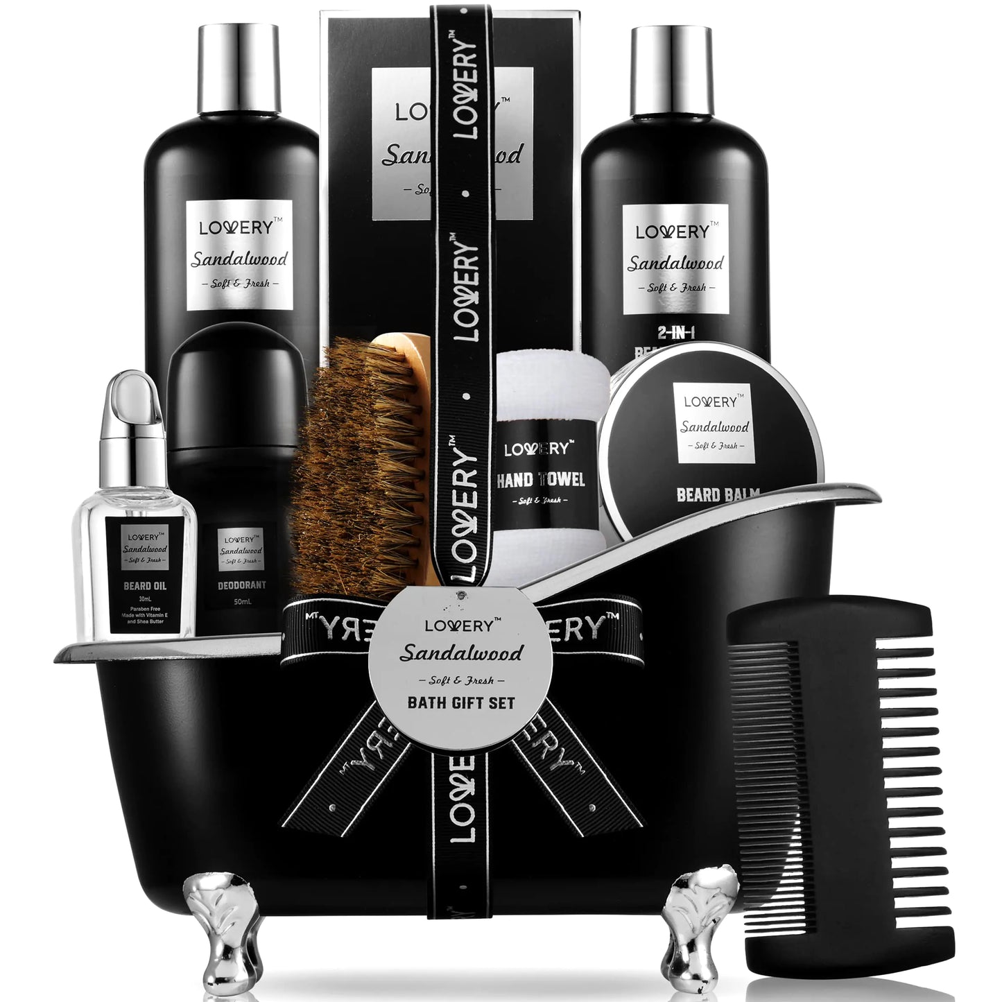 Dluxe Ave. Beard Kit and Body Care Gifts for Men Sandalwood Spa
