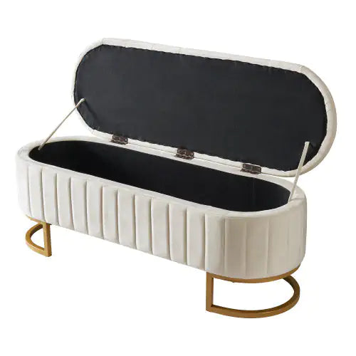 Dluxe Ave. Elegant Fabric Velvet Storage Footstool