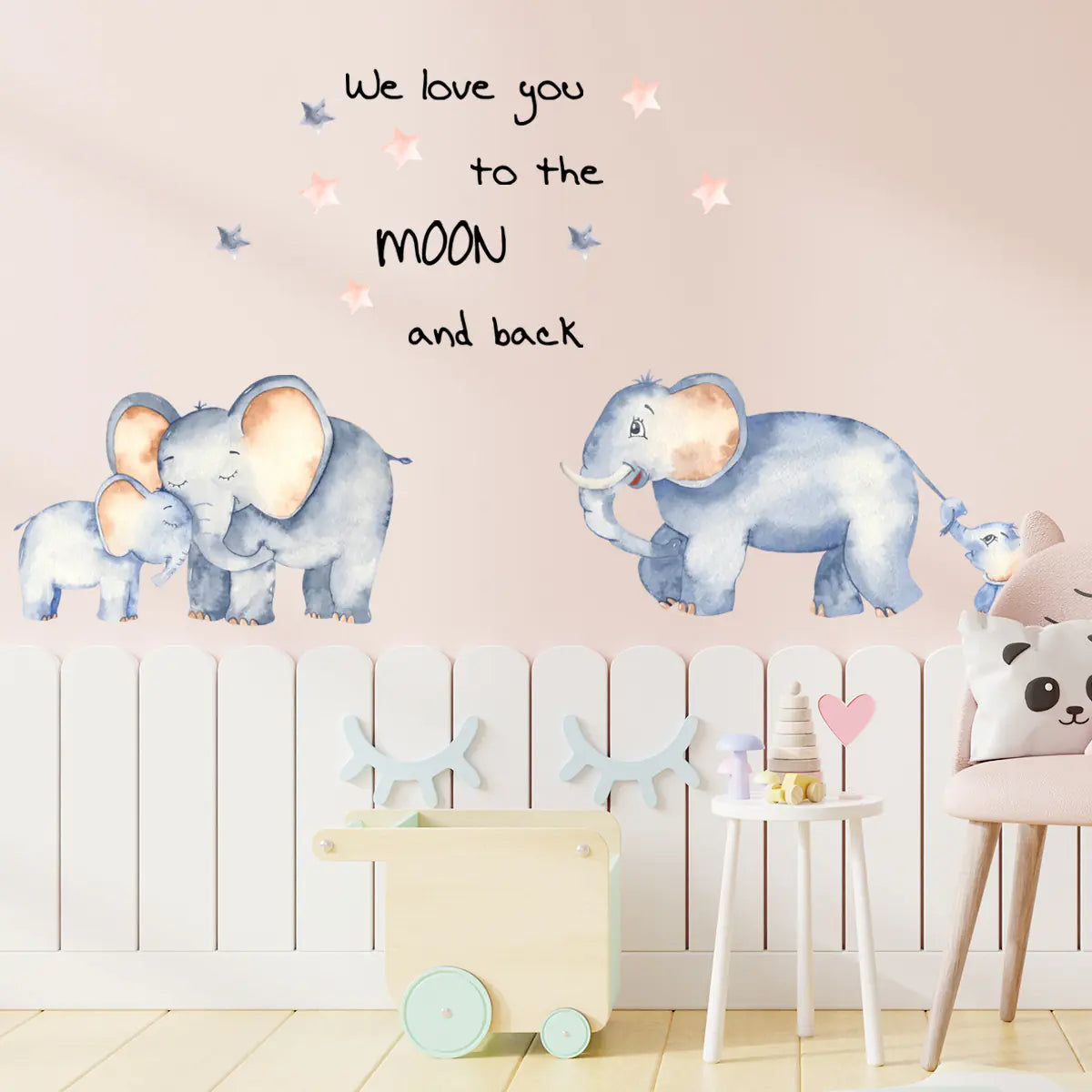 Dluxe Ave. Kids Cartoon Elephant Wall Stickers - PVC Waterproof Decals