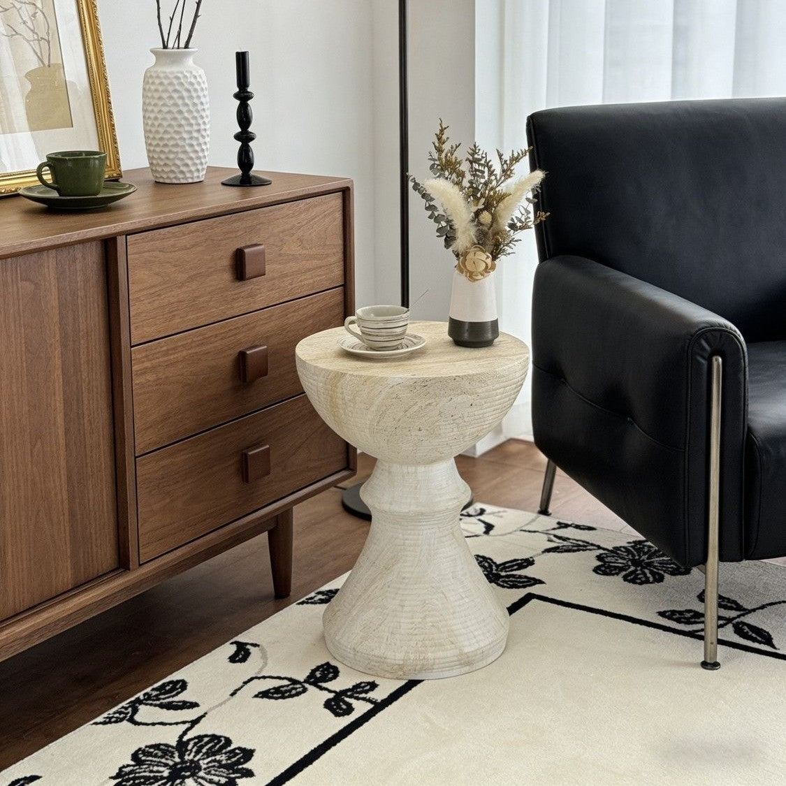 Artistic Rubber Wood Side Table
