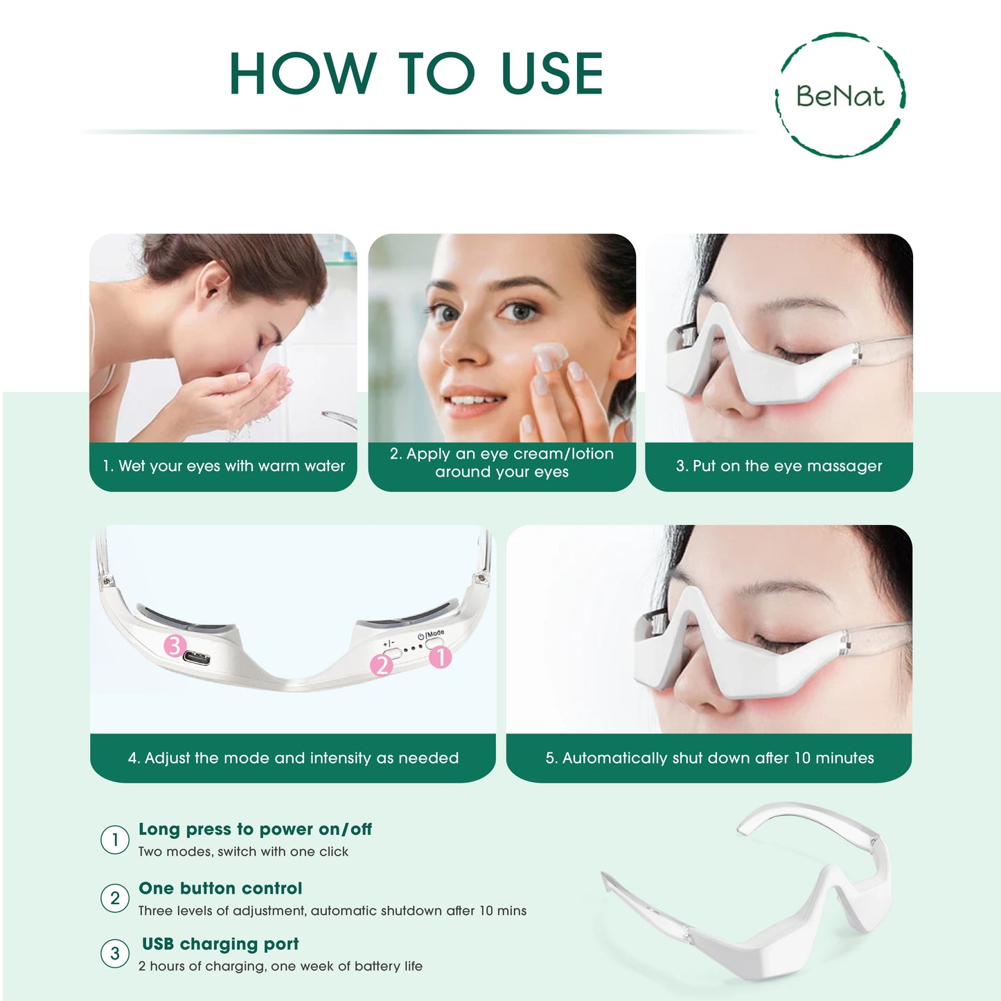 Dluxe Ave. Under-Eye Red Light Therapy Skin Rejuvenation and Relaxation Massager