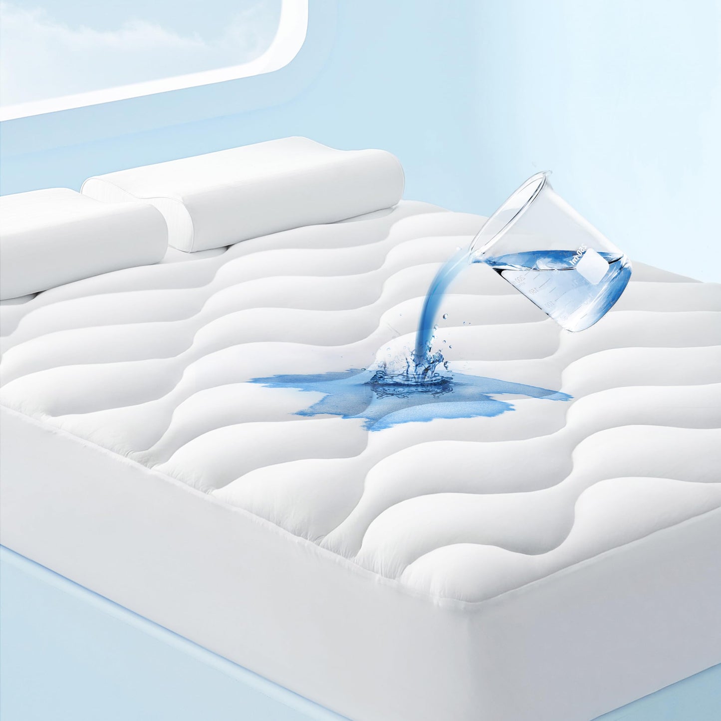 Dluxe Ave. ( KING )Waterproof Mattress Protector { SOFT }  Cooling Mattress Topper, White