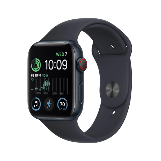 Dluxe Ave. Apple Watch SE (2nd Gen) (GPS + Cellular 44mm) - Midnight Aluminum Case with Midnight Sport Band S/M (Renewed)