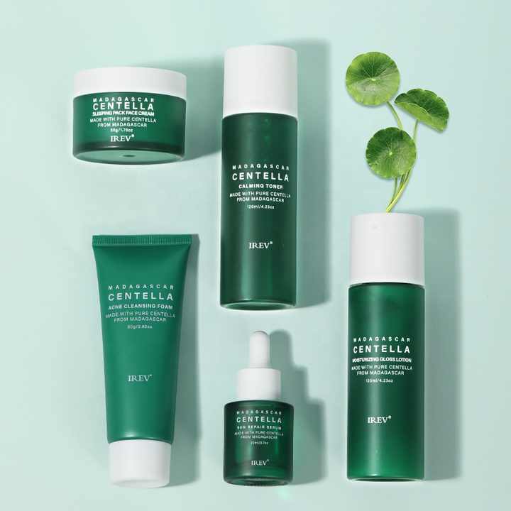 Dluxe Ave. Private Label Skin Repair Centella Skin Care Kit Soothes Acne Face Care Centella Asiatica Extract Natural Facial Skin Care Set