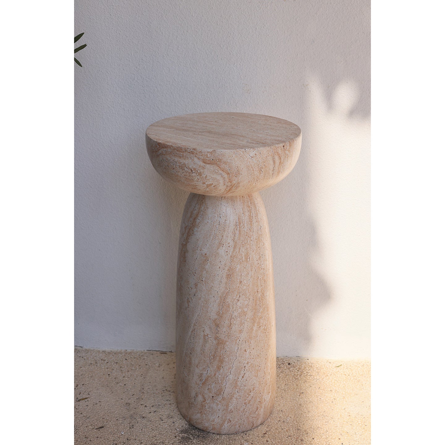 Modern Minimalist Faux Travertine Side Table